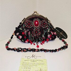 Mary Frances Black and Red Beaded Clutch